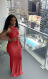 Solid Sleeveless Maxi Skirt Two Piece Sets LDS-3278