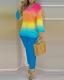 Plus Size Printed Fashion 2 Piece Pants Set GSRX-9003