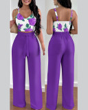 Plus Size Fashion Print Sling Top And Pants Two Piece Set GSRX-9006