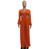 Sexy Solid Color Backless Jumpsuit BN-9403