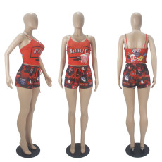 Sexy Fashion Printed Camisole Shorts Two Piece Set SHD-9404