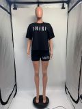 Printed Short Sleeve Shorts Two Piece Set GDNY-1014