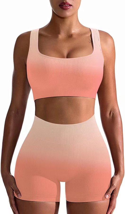 Sports Casual Gradient Vest Shorts Two Piece Set YD-8688