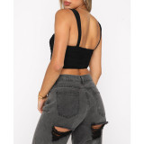 Fashion Ruched Slim Sling Top ASL-6636