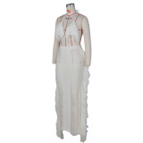 Sexy Beach Tassel Bra Long Skirt Two Piece Set ZSD-0251