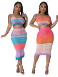 Color Black Sling Top And Skirt Two Piece Set OSM-4384