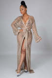 Sexy Hollow Out Long Sleevel Beach Cloak Coat OSM-4366