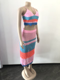 Color Black Sling Top And Skirt Two Piece Set OSM-4384