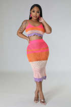Color Black Sling Top And Skirt Two Piece Set OSM-4384