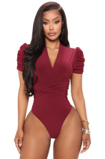 Sexy Solid Short Sleeve Bodysuits MZ-2782