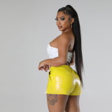 Elegant Fashion Pocket PU Leather Shorts FENF-262