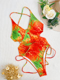 Tie Dye Print Sexy One Piece Swimsuit CASF-6535