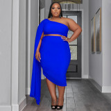 Plus Size Sexy Slash Shoulder Shawl Sleeve Two Piece Skirts Set NNWF-7810