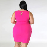 Plus Size Solid Color Sleeveless Split Dress ONY-7042