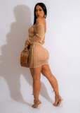 Knits Hollow Out Bandage Two Piece Skirts Set CM-8664