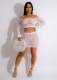 Knits Hollow Out Bandage Two Piece Skirts Set CM-8664
