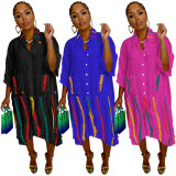 Casual Printed Shirt Dress TE-4580