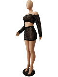 Knits Hollow Out Bandage Two Piece Skirts Set CM-8664