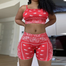 Sexy Print Sling Vest And Shorts Two Piece Set GLF-08072