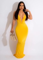 Fashion Sexy Backless Solid Color Maxi Dress ORY-5240