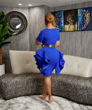 Fashion Solid Color Slim Ruffle Midi DressGYLY-10034