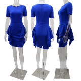 Fashion Solid Color Slim Ruffle Midi DressGYLY-10034