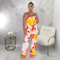 Sexy Tube Top Print Jumpsuit YF-10421