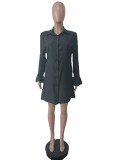Flared Sleeve Vest And Shirt Dress 2 Piece Set MEM-88474
