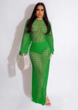 Sexy Hollow Out Knits Tassel Maxi Dress OSM-4388