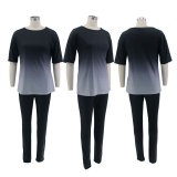 Classic Casual Gradient Short Sleeve And Pants Two Piece Set HNIF-1135