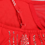 Sexy Sling Hot Drilling Split Maxi Dress NY-2685
