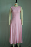 Solid Color Short Sleeve Midi Dress YS-S851