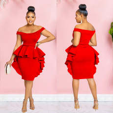 Solid Color Sleeveless Ruffle Midi Dress BY-6293