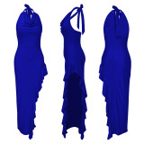 Halter Sexy Ruffle Maxi Dress YF-10440