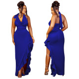 Halter Sexy Ruffle Maxi Dress YF-10440