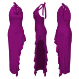 Halter Sexy Ruffle Maxi Dress YF-10440