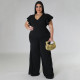 Plus Size Ruffle Short Sleeve Loose Jumpsuit NNWF-7800