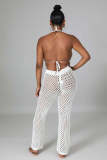 Sexy Tassels Hollow Out Halter Top Pants Two Piece Set OSM-4389