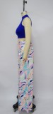 Sleeveless Top Print Wide Leg Pants Two Piece Set YF-10458
