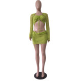 Sexy Sequin Knits Long Sleeve Three Piece Set GCNF-0214