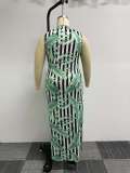 Plus Size Print Split Maxi Dress NY-10439