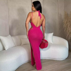 Sexy Backless Knit Beach Maxi Dress ZSD-0254
