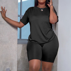 Solid Color Short Sleeve And Shorts Sport Suit SH-390487