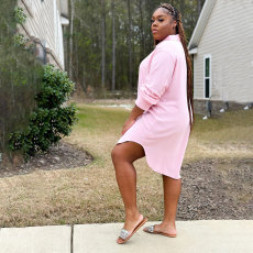 Plus Size Solid Color Long Sleeve Shirt BMF-0303
