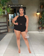 Plus Size Tank Tops And Ruch Shorts Two Piece Set LDS-3322