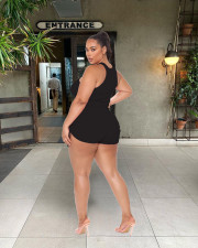 Plus Size Tank Tops And Ruch Shorts Two Piece Set LDS-3322