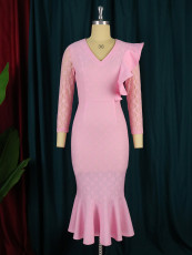 Plus Size Lace Party Fishtail Dress CZ8248