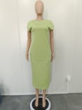 Casual Solid Split Midi Dress BN-9422