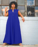 Plus Size Solid Color Wide Leg Jumpsuit WAF-77560