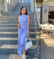 Solid Color Vest And Bandage Skirt Two Piece Set LDS-3325
